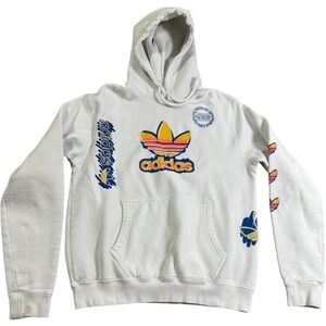 Adidas Originals Hoodie Mens S‎ Airbrush White Sweatshirt Pullover Logo Spellout
